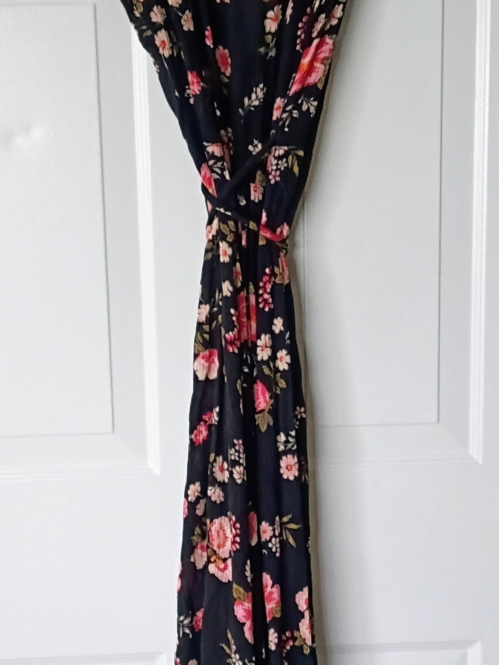 Cotton On Black Maxi Dress with Pink Floral Print